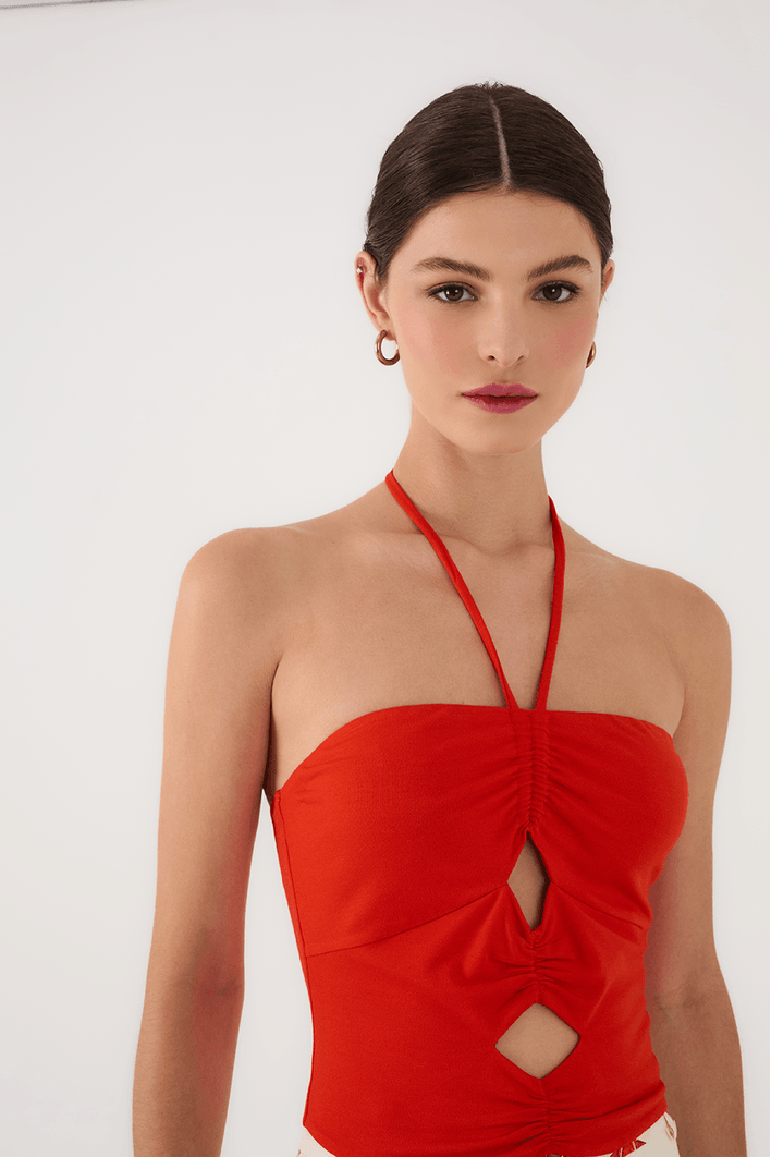 Blusa Cropped Recortes Frente