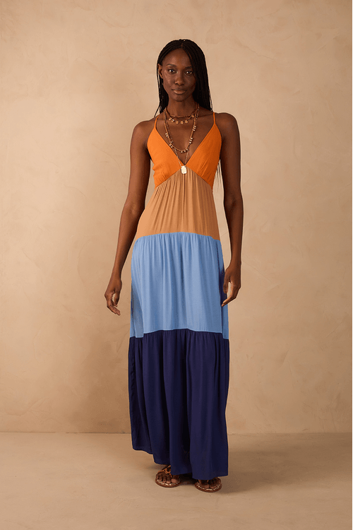 Vestido Longo Crepe Marias Color