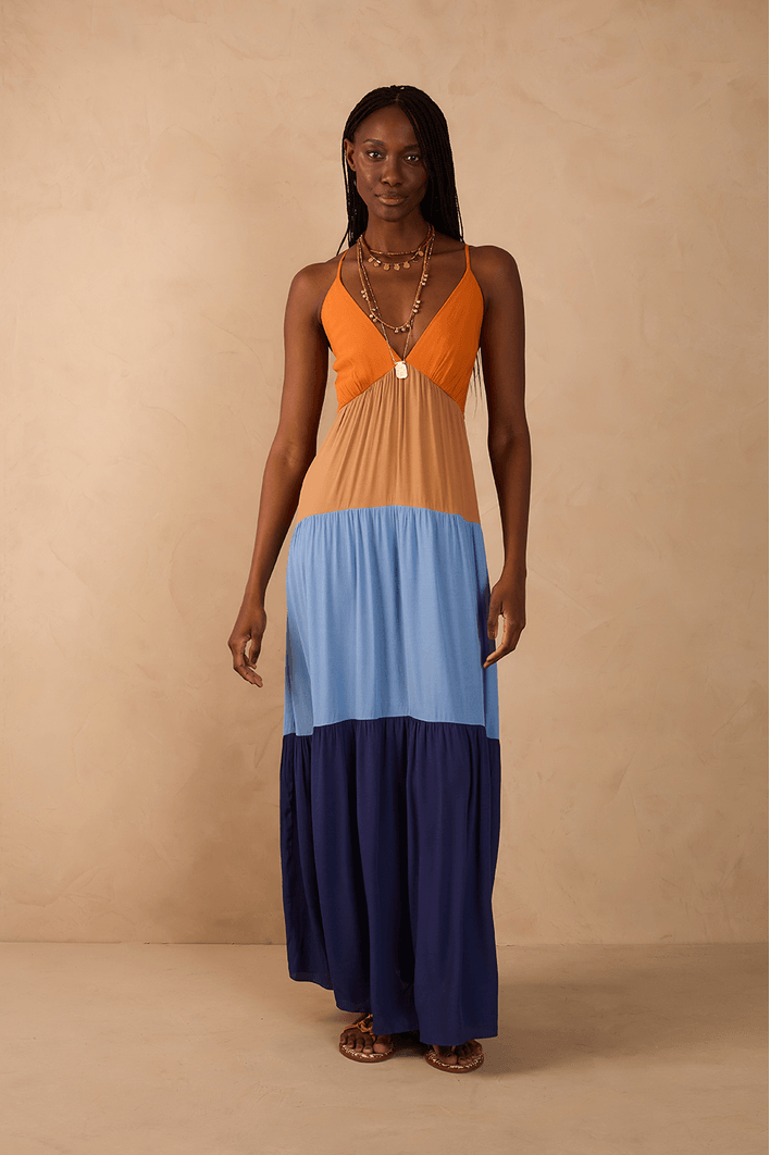 Vestido Longo Crepe Marias Color
