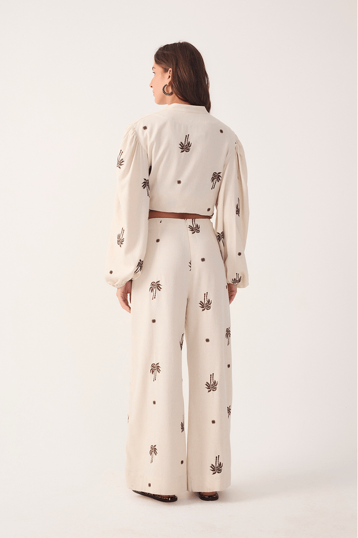 Calça Cropped Bordado Sol Rio