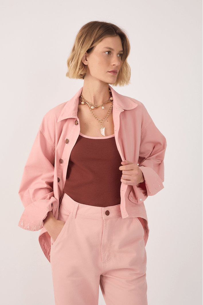 Camiseta Canelada Com Bordado