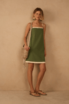 Vestido Curto Linho Sobreposto