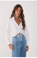 Blusa Cropped Algodão Frente Franzida