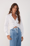 Blusa Cropped Algodão Frente Franzida