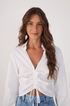 Blusa Cropped Algodão Frente Franzida
