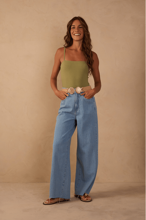Calça Jeans Reta Média