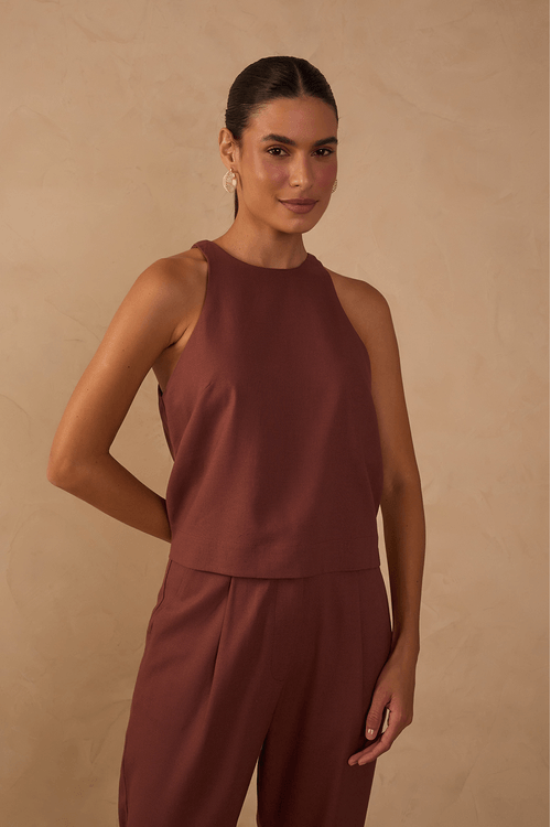 Blusa Linho Decote Nadador