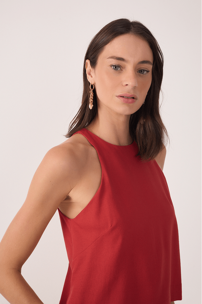 Blusa Linho Decote Nadador