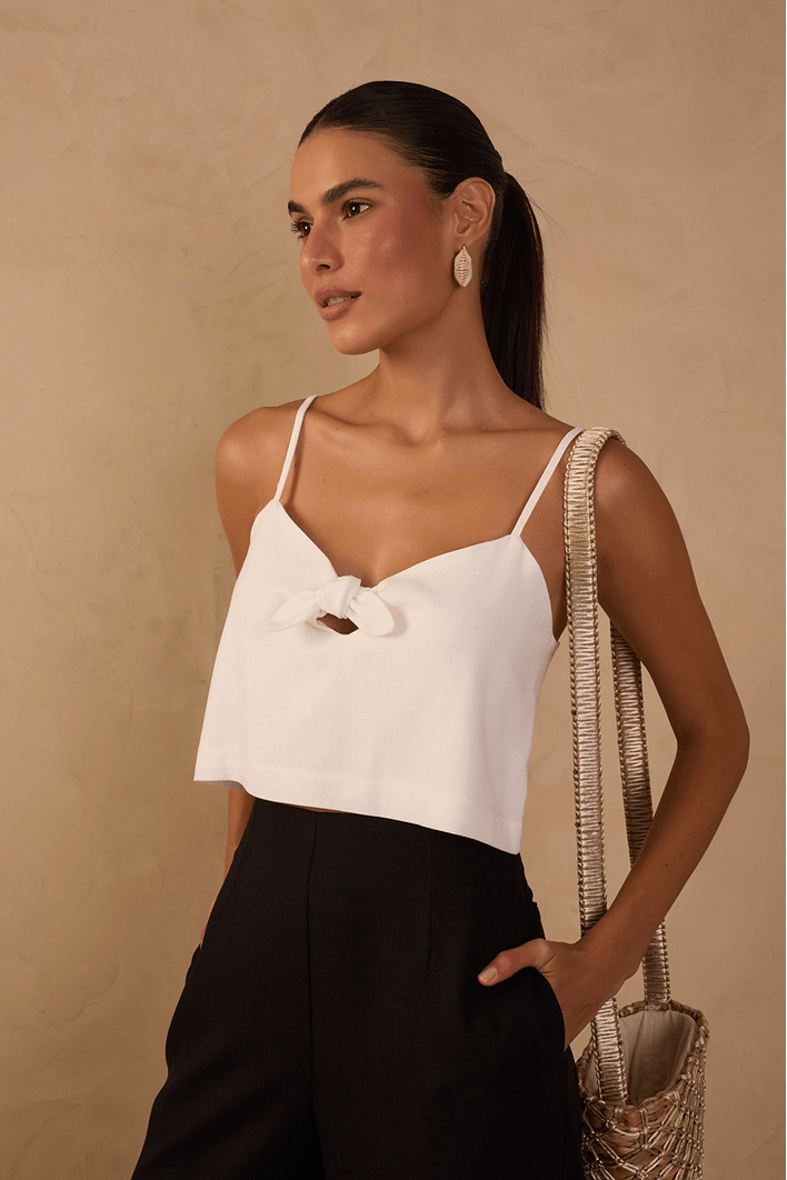 Blusa Linho Quadradinha Nó