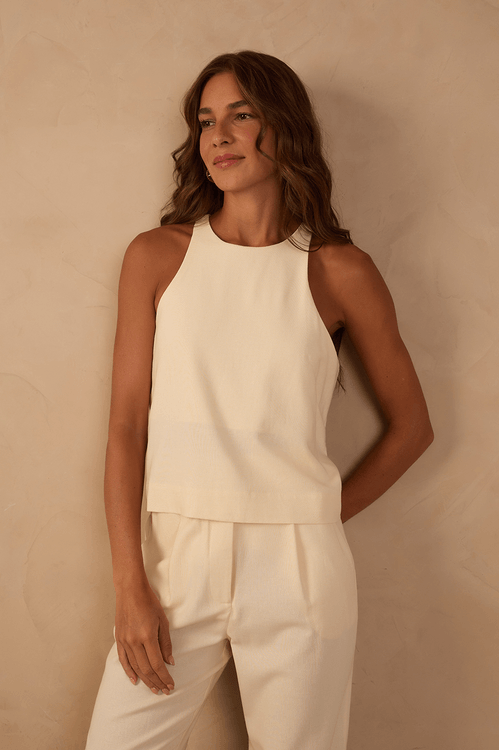 Blusa Linho Decote Nadador