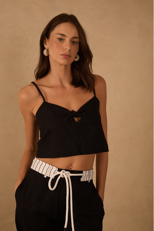 Blusa Linho Quadradinha Nó