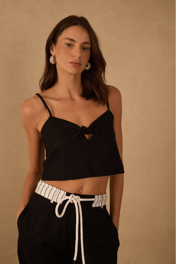Blusa Linho Quadradinha Nó