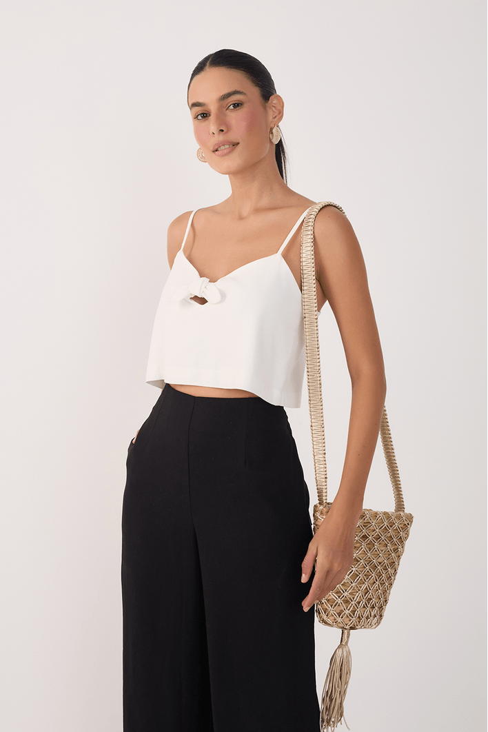 Blusa Linho Quadradinha Nó