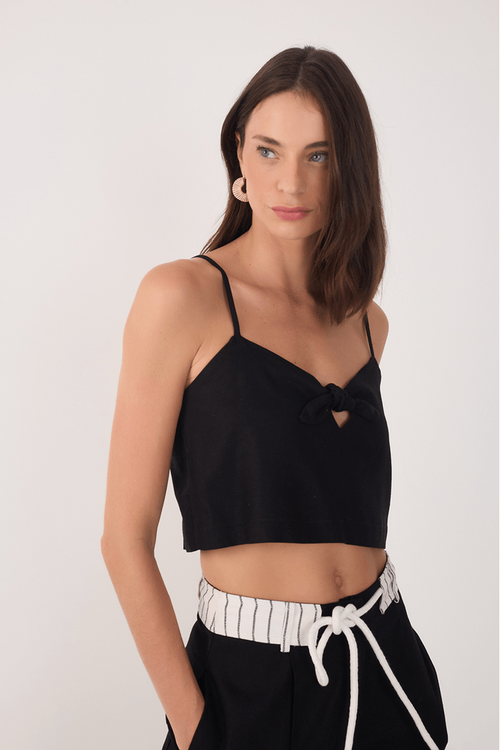 Blusa Linho Quadradinha Nó