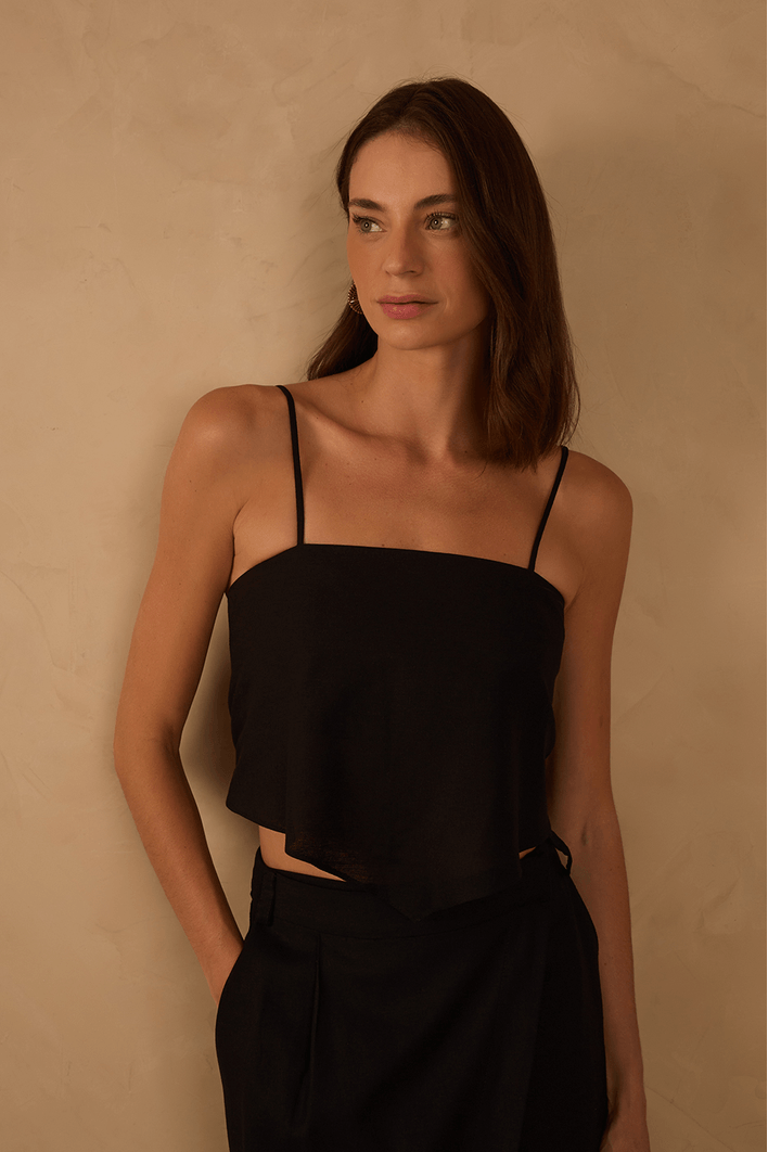 Blusa Linho Lenço Amarração