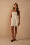 Vestido Balonê Estampa Poá Folhagem