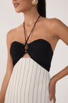 Vestido Midi Listras Argola Busto