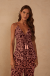 Blusa Recortes Estampa Margaridas Rosa
