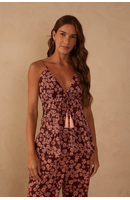 Blusa Recortes Estampa Margaridas Rosa