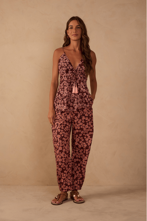 Calça Utilitária Estampa Margaridas Rosa