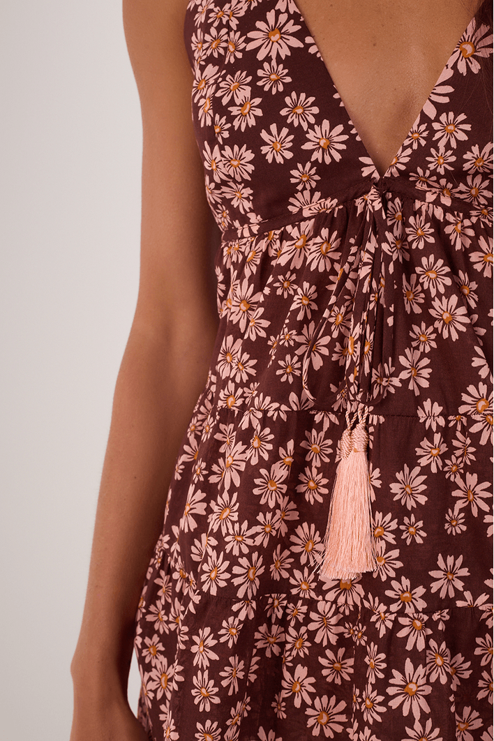 Blusa Recortes Estampa Margaridas Rosa