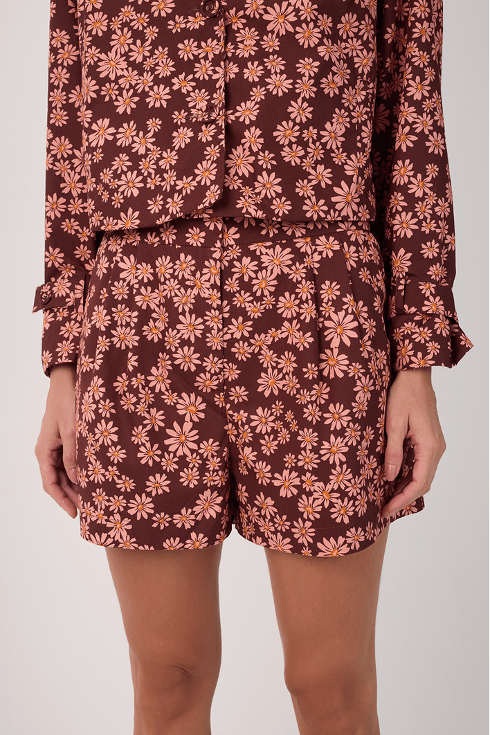 Short Estampa Margaridas Rosa