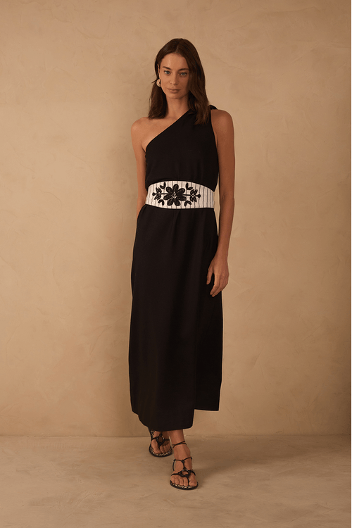 Vestido Cropped Linho Pala Bordada