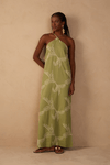 Vestido Cropped Linho Bordado Folhas