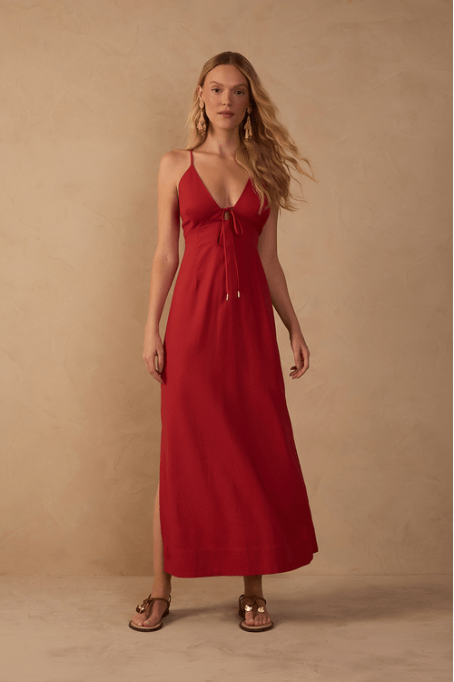 Vestido Cropped Linho Amarração