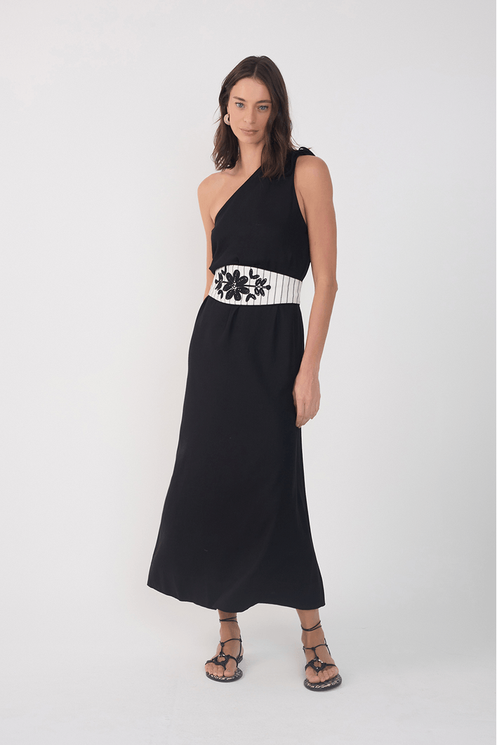 Vestido Cropped Linho Pala Bordada