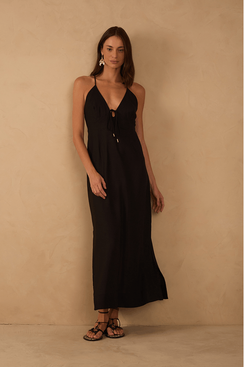 Vestido Cropped Linho Amarração