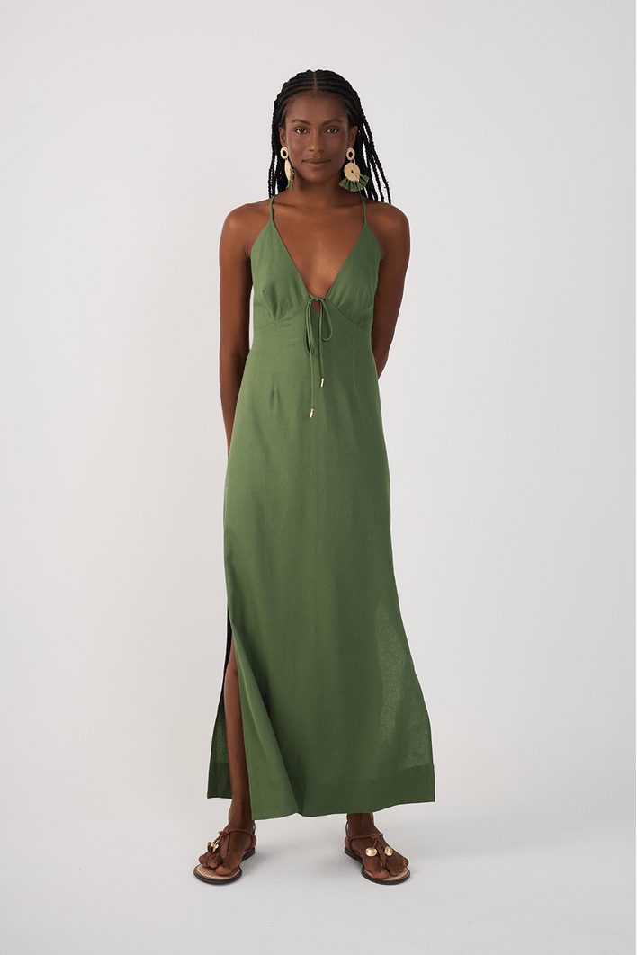 Vestido Cropped Linho Amarração