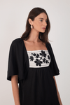 Vestido Curto Linho Pala Bordada