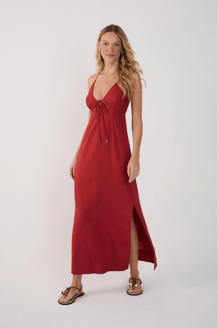 Vestido Cropped Linho Amarração