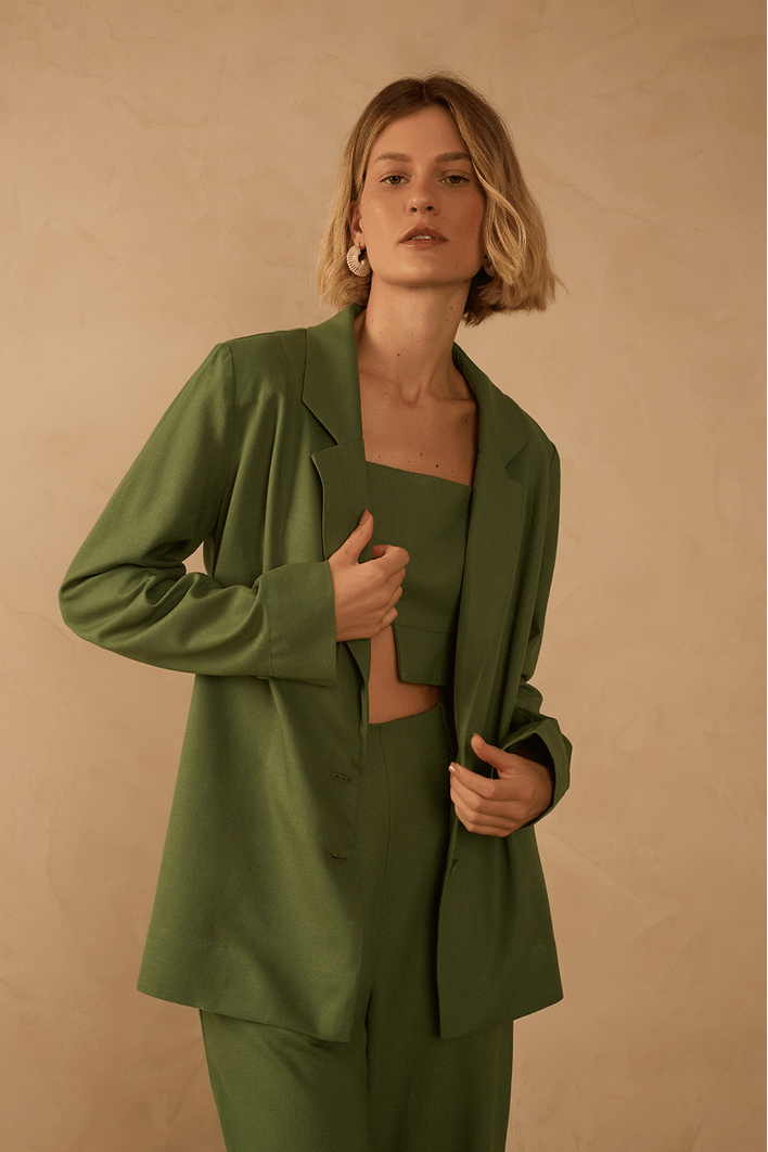 Blazer Linho Botão Manga