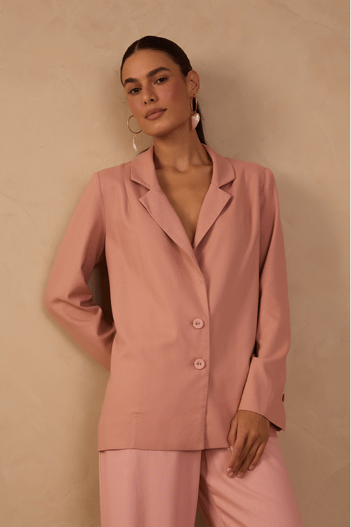 Blazer Linho Botão Manga
