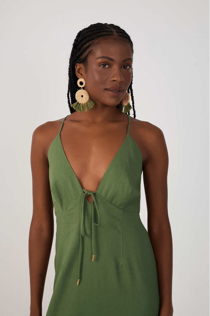 Vestido Cropped Linho Amarração