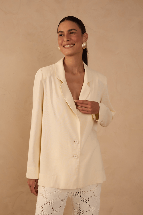 Blazer Linho Botão Manga