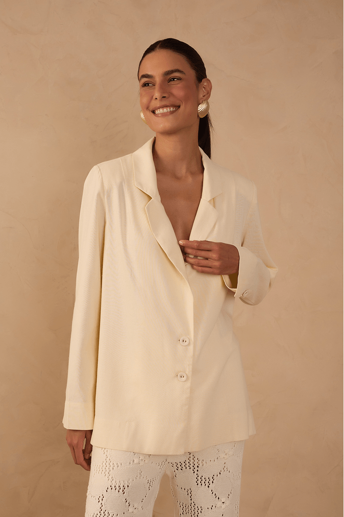 Blazer Linho Botão Manga