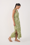 Saia Cropped Linho Bordado Folhas