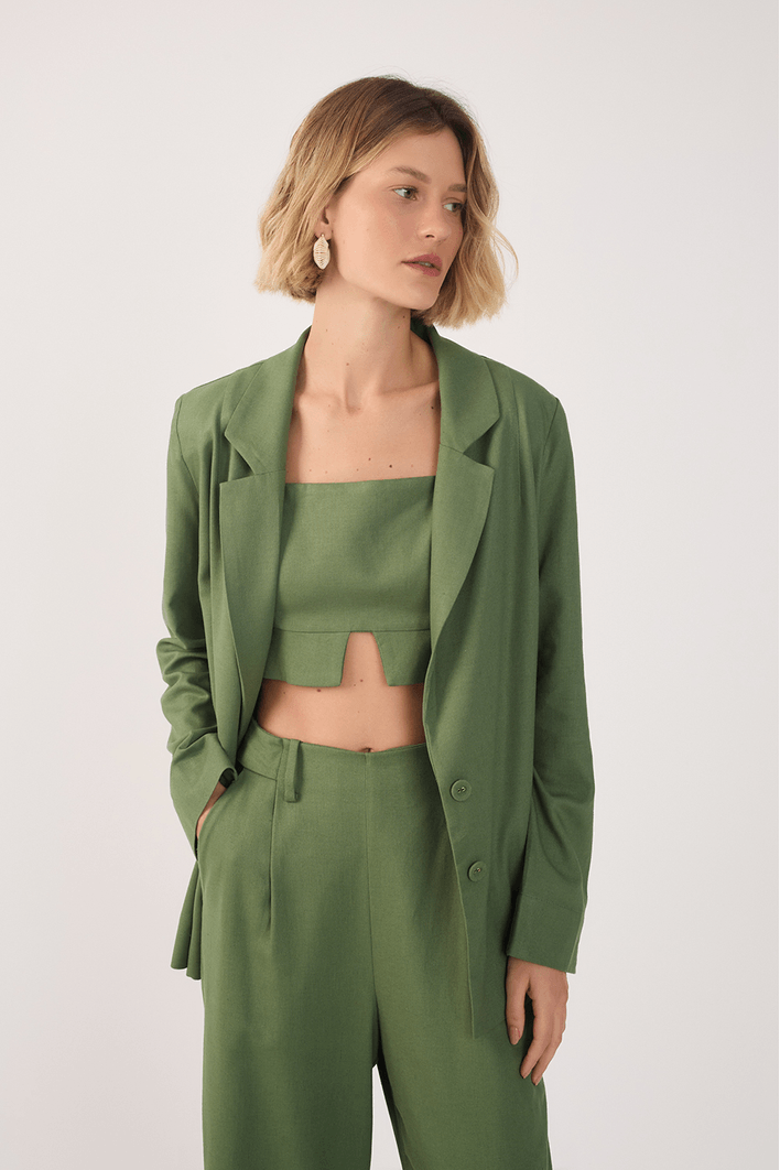 Blazer Linho Botão Manga