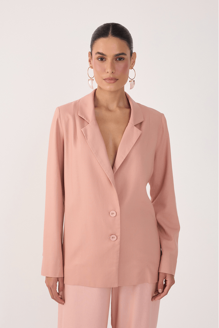 Blazer Linho Botão Manga