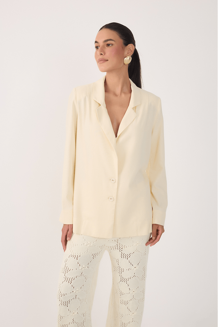 Blazer Linho Botão Manga