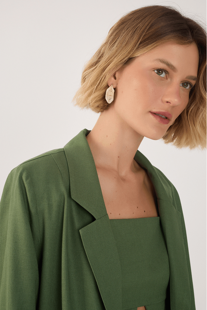 Blazer Linho Botão Manga