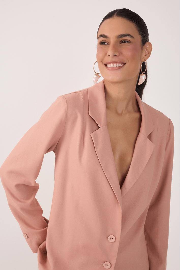 Blazer Linho Botão Manga