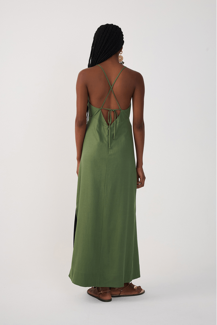 Vestido Cropped Linho Amarração