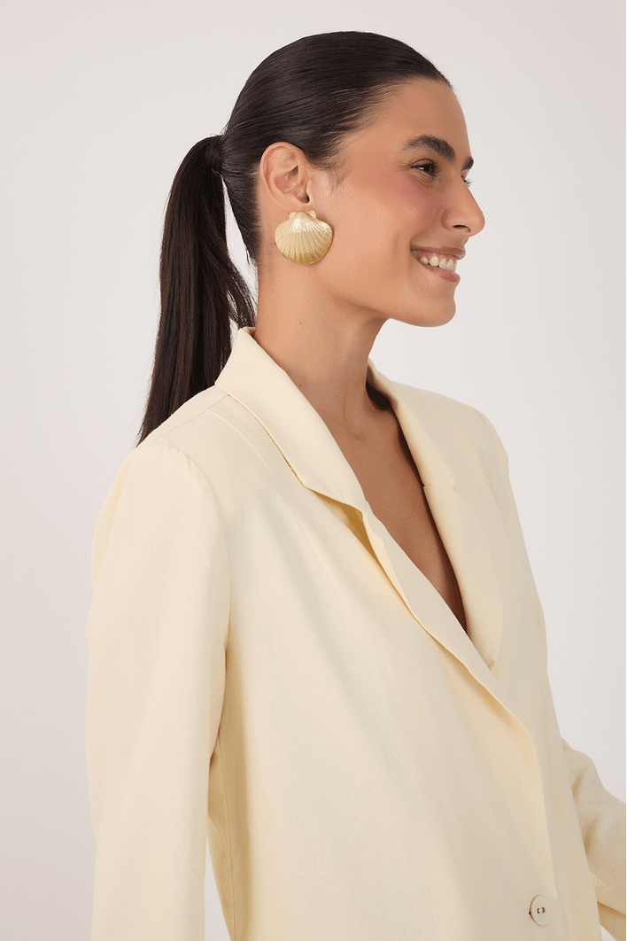 Blazer Linho Botão Manga