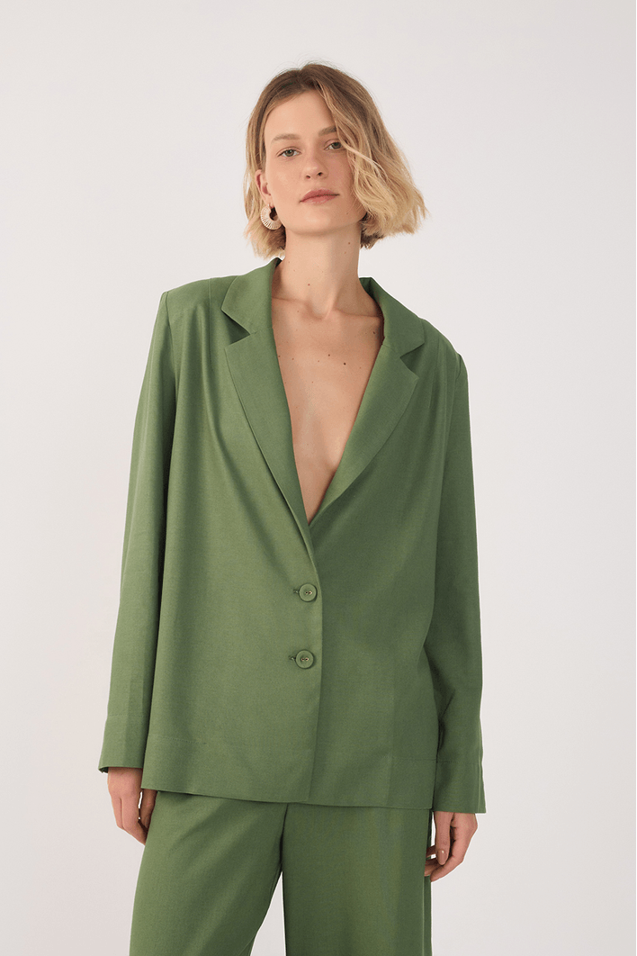 Blazer Linho Botão Manga