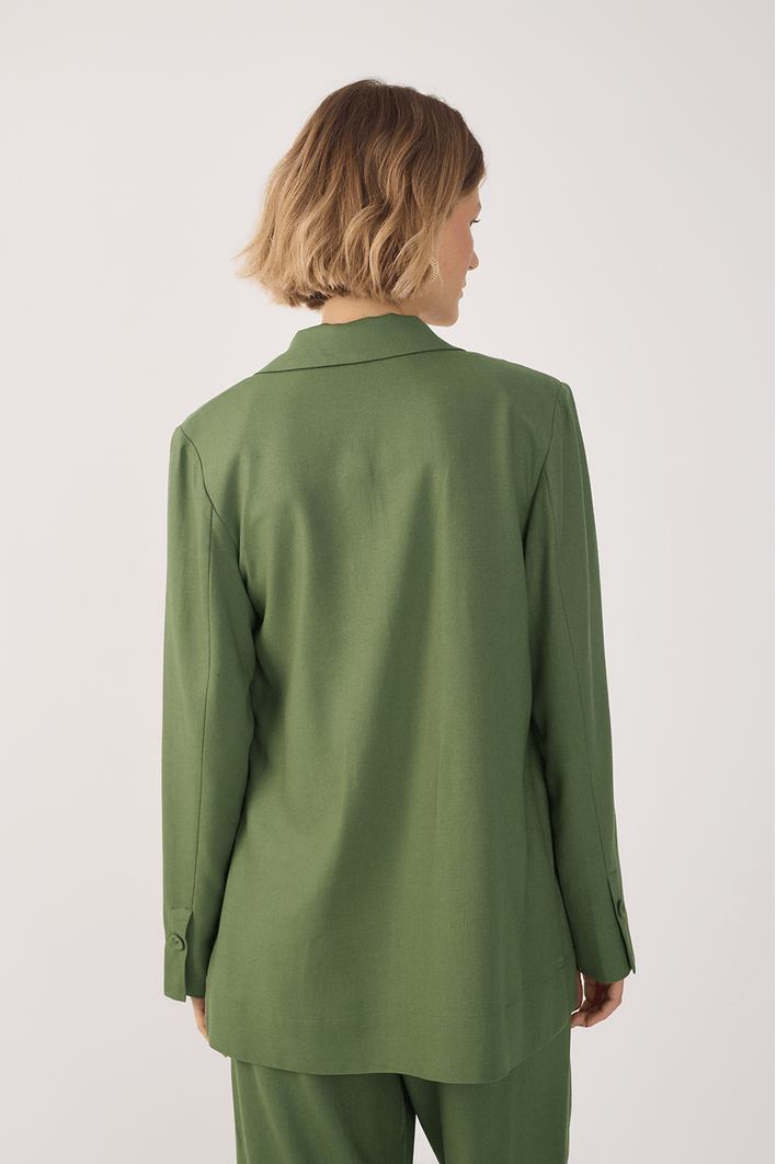 Blazer Linho Botão Manga