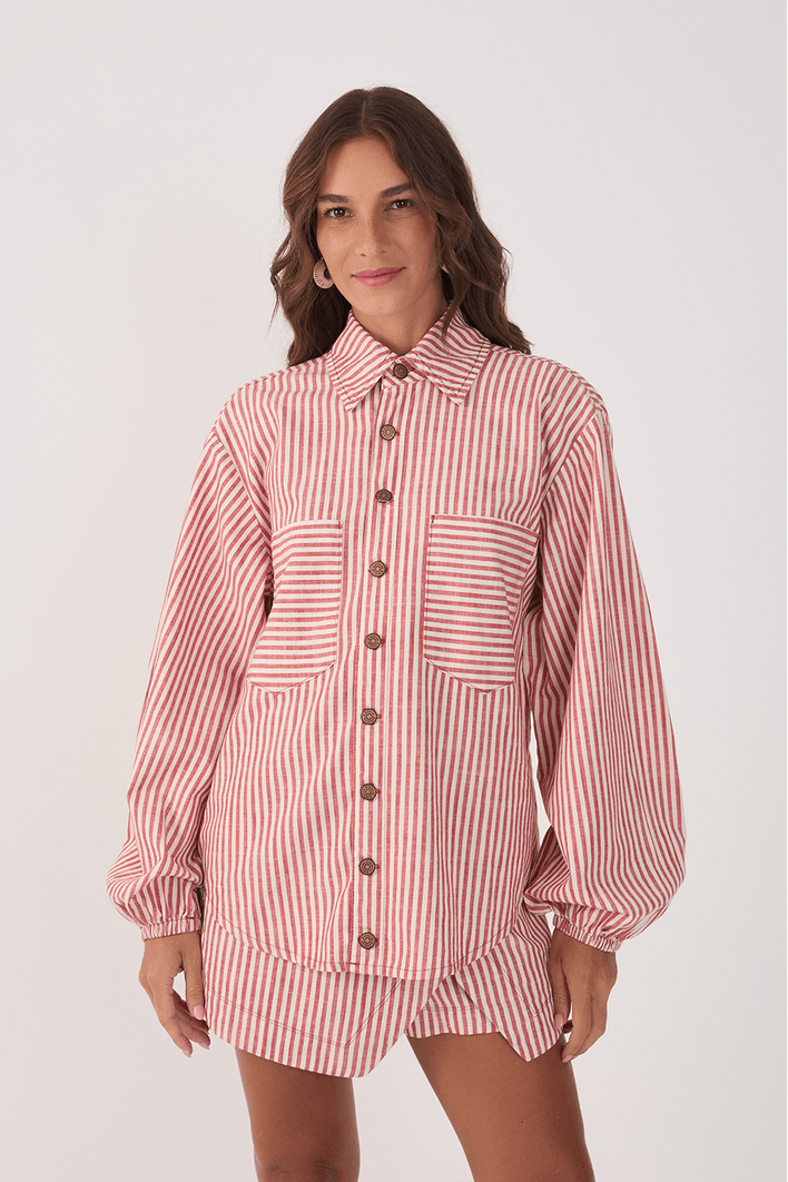 Camisa Sarja Listras